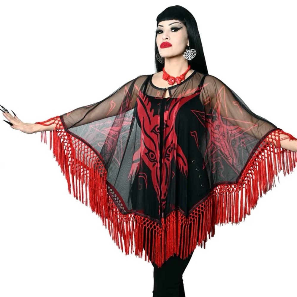 Kreepsville 666 Satanic Baphomet Goat Head Mesh Cape goth / halloween